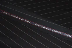 TESSUTO GABARDINE PURA LANA MADE IN ENGLAND GESSATO NERO