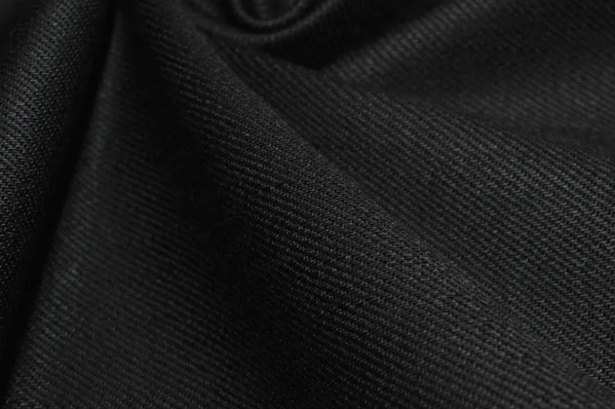 TESSUTO GABARDINE PURO COTONE PESANTE NERO