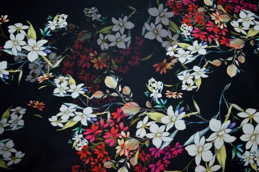TESSUTO GABARDINE STREATCH FANTASIA FLOREALE 581