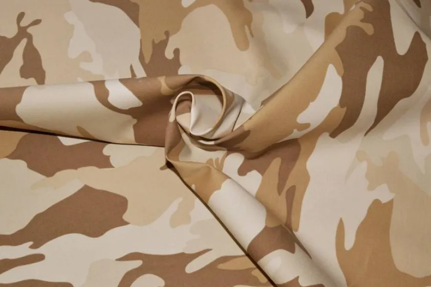 TESSUTO GABARDINE STREATCH FANTASIA MIMETICO SABBIA