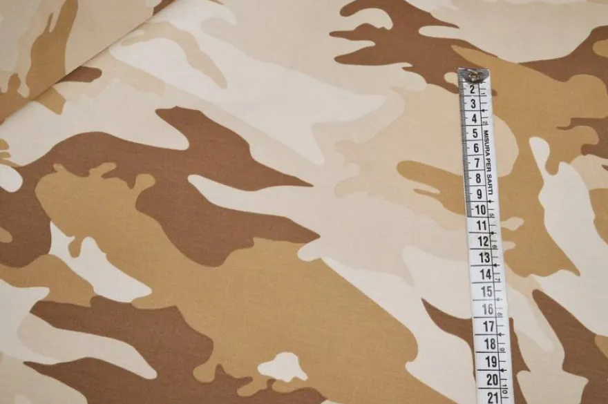 TESSUTO GABARDINE STREATCH FANTASIA MIMETICO SABBIA
