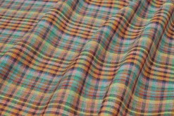 TESSUTO GARZA PURO LINO SCACCO MULTICOLOR