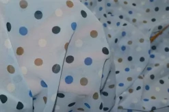 TESSUTO GEORGETTE POIS AZZURRO
