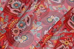 TESSUTO GEORGETTE PURA SETA DISEGNO CASHMERE ROSSO