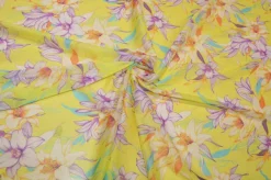 TESSUTO GEORGETTE SETA STRETCH MOTIVO FLOREALE GIALLO