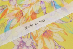 TESSUTO GEORGETTE SETA STRETCH MOTIVO FLOREALE GIALLO
