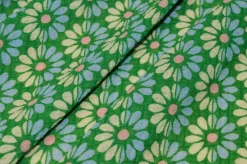 TESSUTO GOFFRATO DISEGNO FIORELLINO VERDE