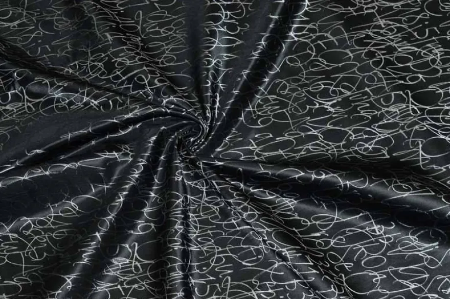 TESSUTO JACQUARD FANTASIA NERO ARGENTO 52
