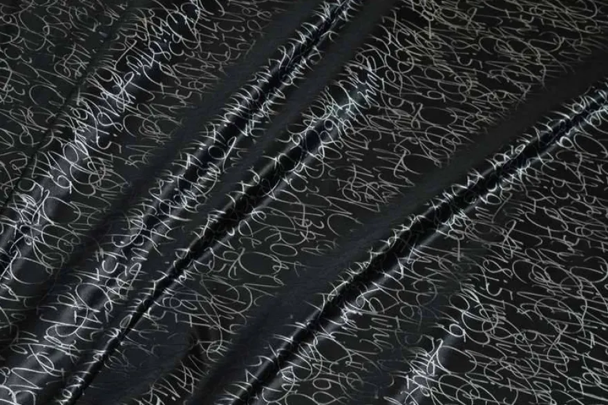 TESSUTO JACQUARD FANTASIA NERO ARGENTO 52