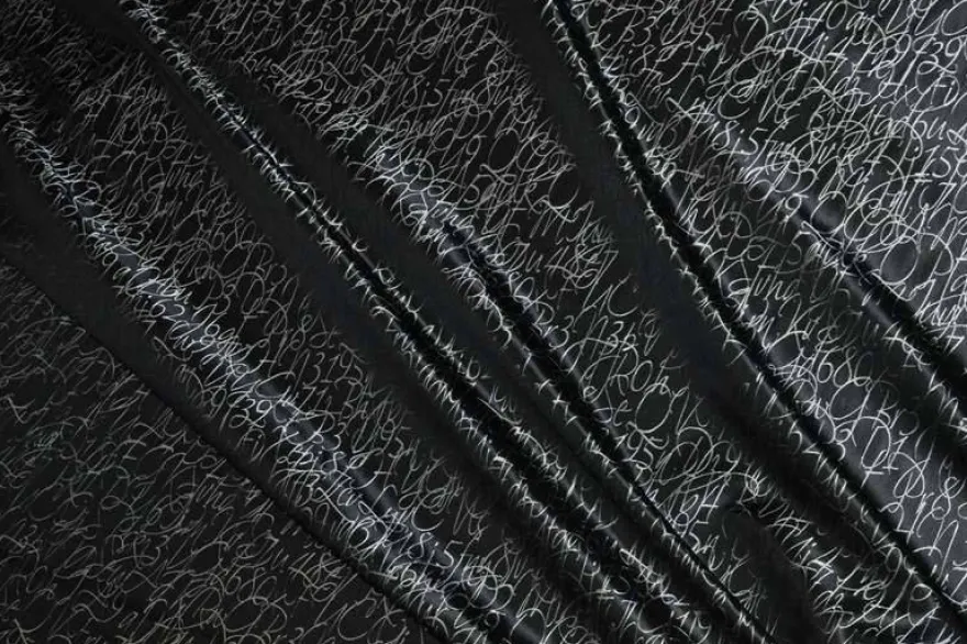 TESSUTO JACQUARD FANTASIA NERO ARGENTO 52