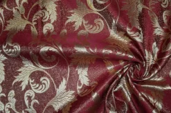 TESSUTO JACQUARD LUREX BORDEAUX/ORO