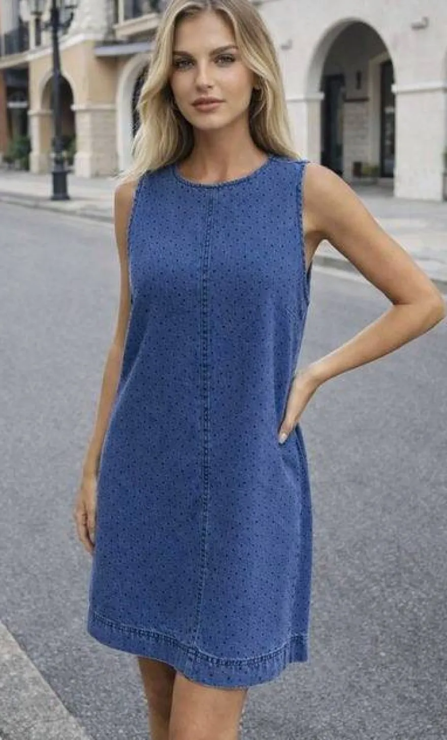 TESSUTO JEANS CHAMBRY CON MICRO POIS