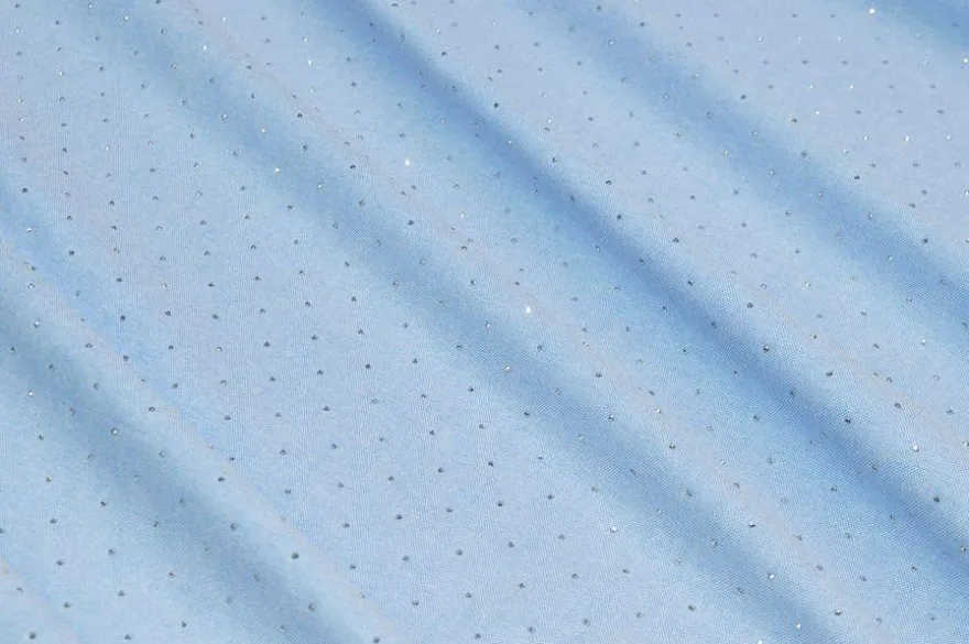 TESSUTO JEANS CON APPLICAZIONI STRASS