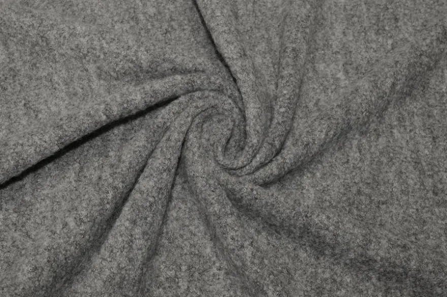 TESSUTO JERSEY LANA EFFETTO BOUCLE GRIGIO MELANGE