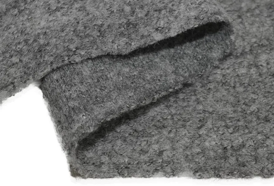 TESSUTO JERSEY LANA EFFETTO BOUCLE GRIGIO MELANGE