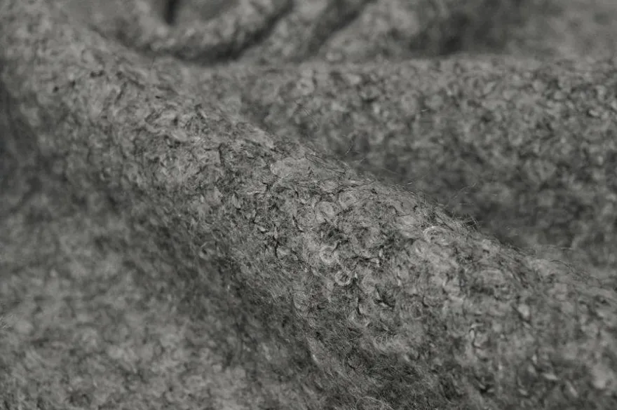 TESSUTO JERSEY LANA EFFETTO BOUCLE GRIGIO MELANGE