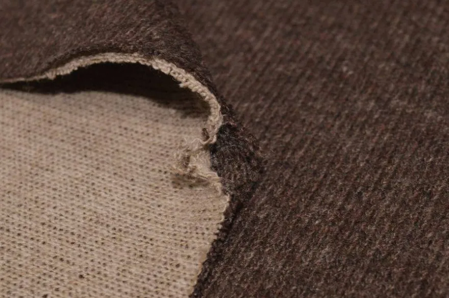 TESSUTO JERSEY MISTO LANA COTONE MARRONE BEIGE