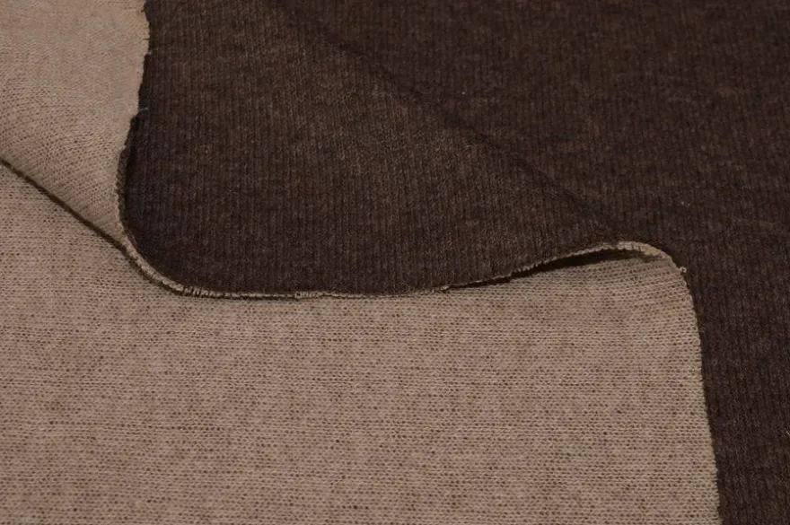 TESSUTO JERSEY MISTO LANA COTONE MARRONE BEIGE