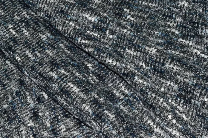 TESSUTO JERSEY TRAMA EFFETTO CHANEL GRIGIO BLU