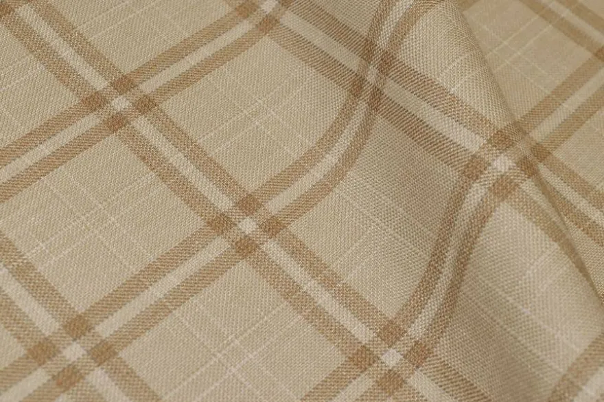 TESSUTO LANA LINO SCACCO BEIGE