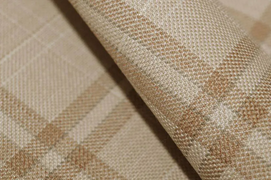 TESSUTO LANA LINO SCACCO BEIGE