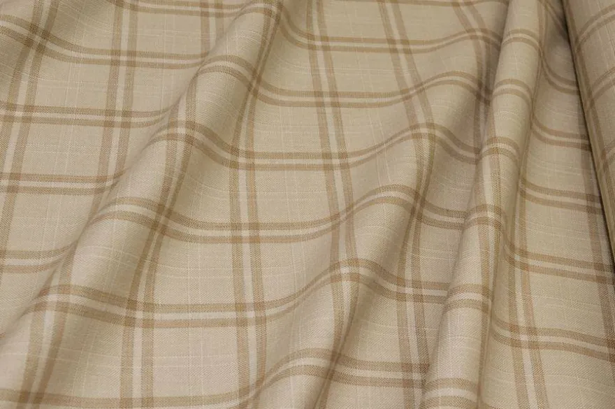 TESSUTO LANA LINO SCACCO BEIGE