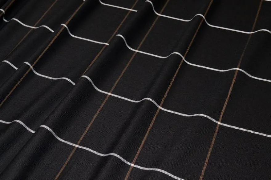 TESSUTO LANA STRETCH FINESTRATO NERO