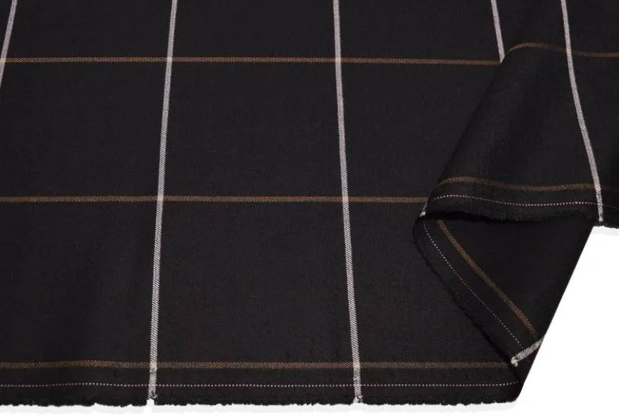 TESSUTO LANA STRETCH FINESTRATO NERO