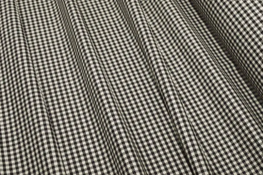 TESSUTO LANA STRETCH QUADRETTO BIANCO NERO