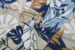 TESSUTO LINO E COTONE FANTASIA TROPICAL BLU