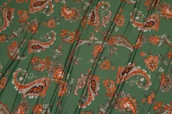 TESSUTO LYCRA BIELASTICA FANTASIA CASHMERE ARANCIO E VERDE