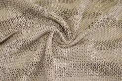 TESSUTO MAGLIA IN LINO E COTONE EFFETTO RETE SCACCO BEIGE