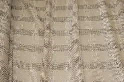 TESSUTO MAGLIA IN LINO E COTONE EFFETTO RETE SCACCO BEIGE