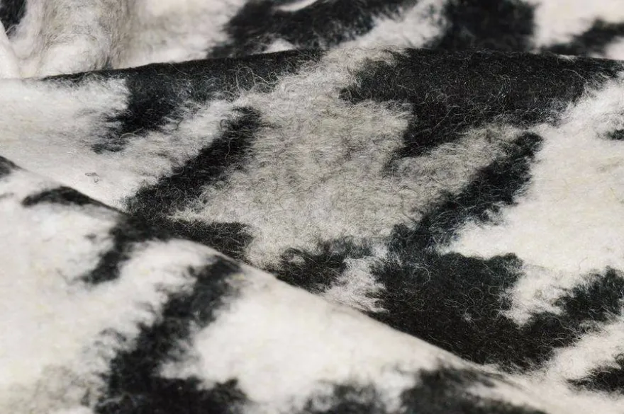 TESSUTO MAGLIA MISTO LANA PIED DE POULE BIANCO E NERO