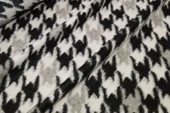 TESSUTO MAGLIA MISTO LANA PIED DE POULE BIANCO E NERO