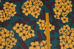 TESSUTO MAGLIA VISCOSA FIORI OCRA