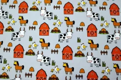 TESSUTO MAGLINA COTONE FANTASIA FARM GRIGIA