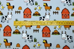 TESSUTO MAGLINA COTONE FANTASIA FARM GRIGIA