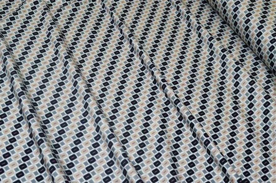 TESSUTO MAGLINA IN VISCOSA FANTASIA GEOMETRICA BLU
