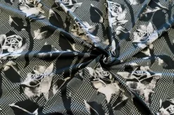 TESSUTO MAGLINA PURO COTONE FANTASIA GRIGIO NERO