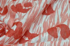 TESSUTO MAGLINA PURO LINO FANTASIA ANIMALIER ROSSO