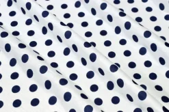 TESSUTO MAGLINA VISCOSA A POIS BIANCA E BLU