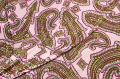 TESSUTO MAGLINA VISCOSA DISEGNO CASHMERE VERDE ROSA