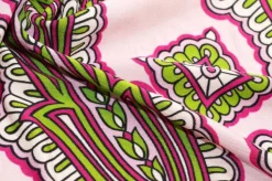 TESSUTO MAGLINA VISCOSA DISEGNO CASHMERE VERDE ROSA