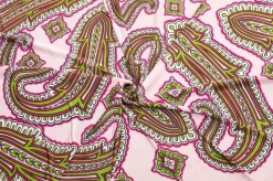 TESSUTO MAGLINA VISCOSA DISEGNO CASHMERE VERDE ROSA