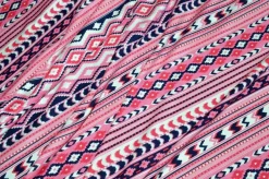 TESSUTO MAGLINA VISCOSA FANTASIA GEOMETRICA ROSA
