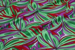 TESSUTO MAGLINA VISCOSA FANTASIA STILIZZATA FUCSIA VERDE