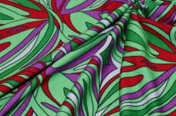 TESSUTO MAGLINA VISCOSA FANTASIA STILIZZATA FUCSIA VERDE