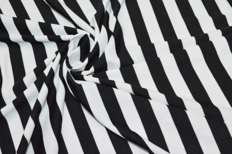 TESSUTO MAGLINA VISCOSA RIGA BIANCA NERA