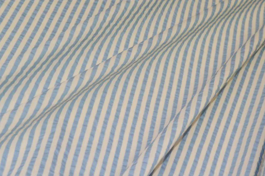 TESSUTO MISTO COTONE CAMICERIA GOFFRATO RIGHINA AZZURRA
